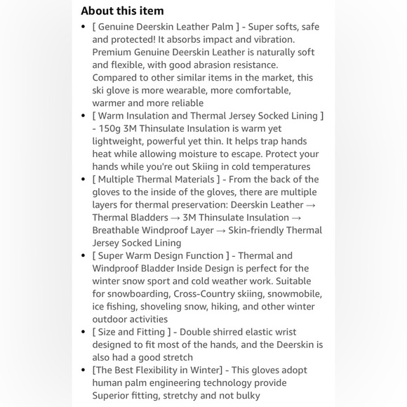 SKYDEER Super Warm Skiing Mittens with Soft Deerskin LeatherThinsulate - Picture 8 of 10